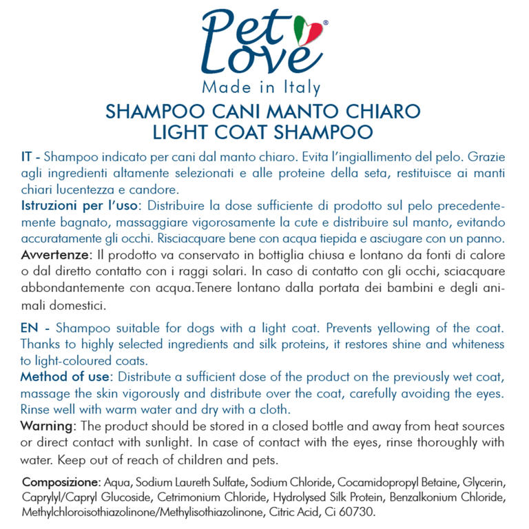SHAMPOO FOR  LIGHT COLOURED DOGS 